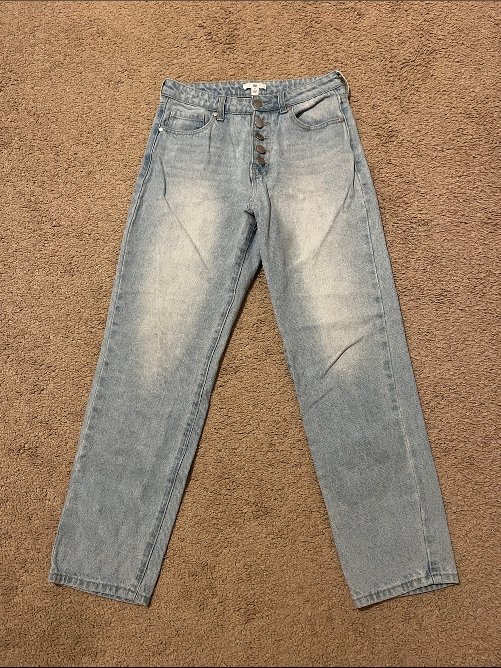 Nordstrom Light Blue Straight Leg Jeans with Button Fly